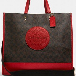 RARE NWT Coach Dempsey Signature 40 RED XL Tote